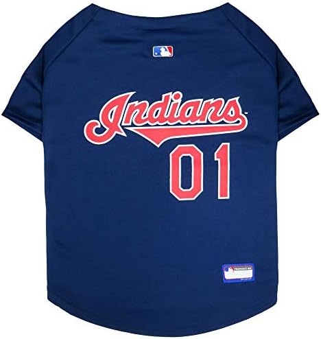 Official MLB Cleveland Baseball Team Pet Jersey for Dogs & Cats, Size Medium - Stylish Baseball Jersey for Your Furry Fan- Show Off Team Spirit with The Perfect Fan Apparel Gear for Pet, Dog & Cat by PETSFIRST
