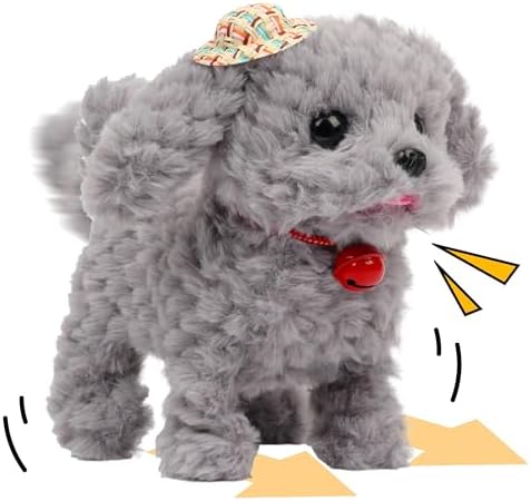 Walking Grey Dog Plush Toy Barking Interactive Animated Pet by Cuteoy
