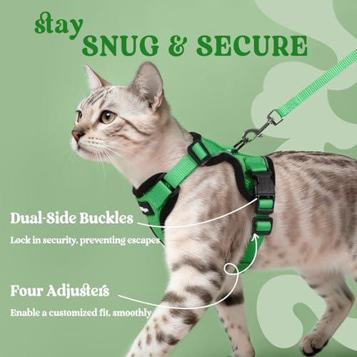 rabbitgoo Cat Harness and Leash Set, Escape Proof Vest, Grass Green - Image 6
