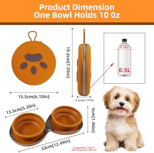 Zegcohjave 2-in-1 Collapsible Dog Bowls,Portable Dog Food and Water Bowl - Image 2