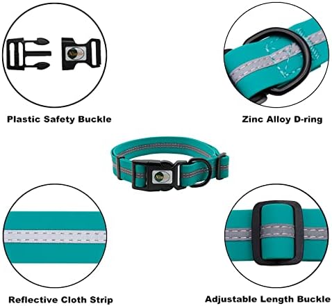 Nimble Reflective Waterproof Dog Collar Adjustable Odor Resistant Easy Clean Pet Collar for Small Medium Large Dogs Night Walking Outdoor Rainy Use (Large (15.35”-24.8”inches), Emerald Green) - Image 4