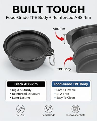 Rest-Eazzzy Collapsible Dog Bowls, 2 Pack Sturdy Portable Dog Water Bowls - Image 2