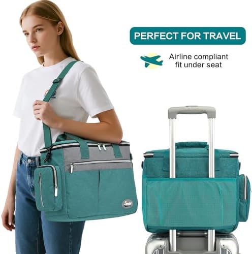 Dog Travel Bag for Pet Kit for Supplies with 2 Food Storage Containers 2 Collapsible Bowls 1 Feeding Mat 1 Dog Treat Pouch 7-Piece Set Perfect Road Trips Camping Weekend (Teal) - Image 3