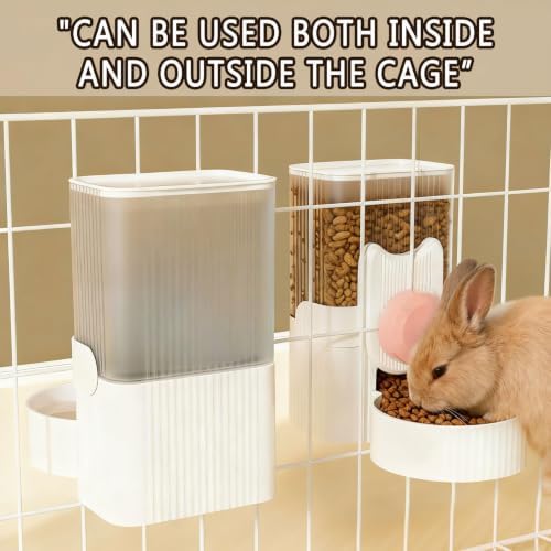 kathson Rabbit Feeder,Bunny Water Bottle Dispenser,Pet Cage Food Bowl,Pink - Image 6