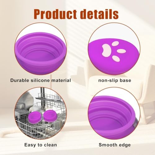 2-in-1 Collapsible Dog Travel Bowl Portable Silicone Carabiner - Image 5