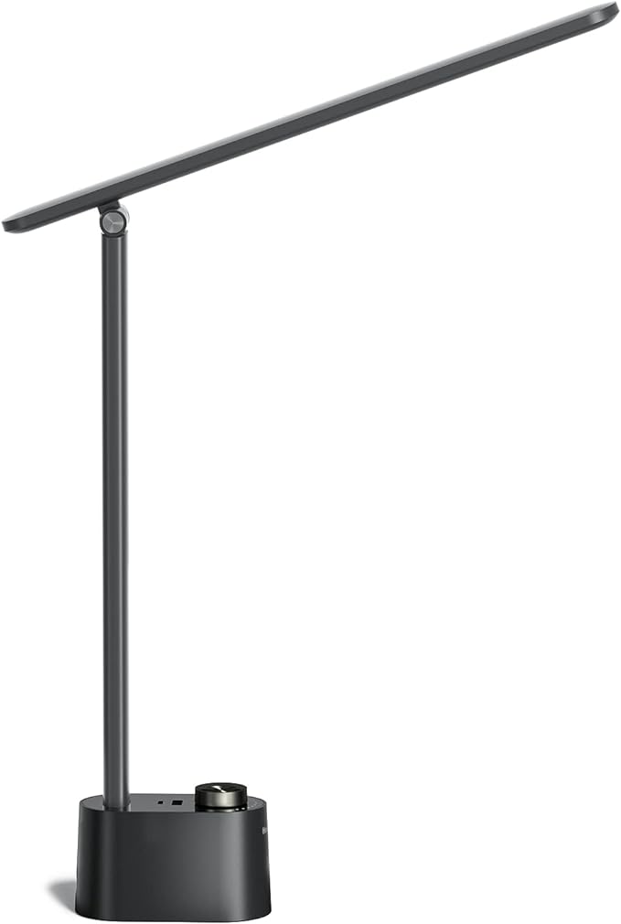 Honeywell Sunturalux™ LED Desk Lamp with USB Charging Ports HWT-H01 - Stepless Dimmable Eye Caring Desk Light for Home Office Bedroom Bedside College Dorm, Foldable Table Lamp Reading Lamp Black by HoneywellAirComfort