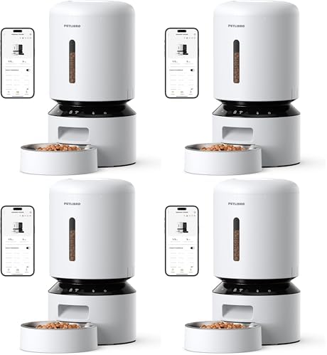 PETLIBRO Automatic Cat Feeder,5G WiFi Automatic Dog Feeder with Freshness Preservation,5L Timed Cat Feeders with Low Food Sensor,Up to 10 Meals Per Day,Granary Pet-Feeder for Cats/Dogs,(Pack of 4) by Unknown