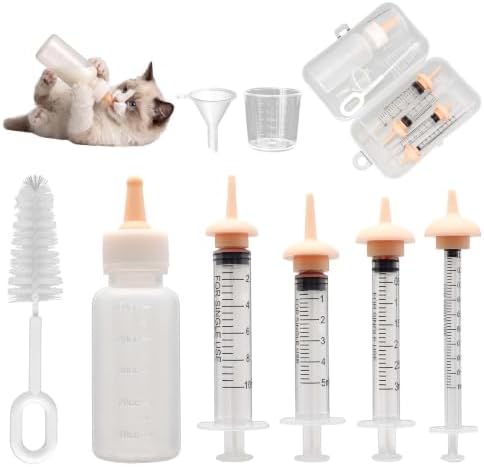 Pet Nursing Kit, Silicone Pet Feeding Set with Bottle Liquid Syringes Nursing Nipples Formula Dispenser, Pet Feeding Supplies for Newborn Puppies Kitten Small Animals by Unknown