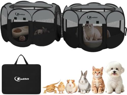 Dog Cat Playpen 2-in-1 Indoor Outdoor for Puppy Pet Recovery After Surgery by Siedihit