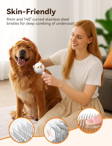 Pet Steam Brush for Dogs & Cats, Brushes for Indoor Cats with Release Button, Undercoat Removal Grooming brush, Dual Spray USB Rechargeable, Dog Brush for Shedding for All Long- and Short-haired Pets - Image 7