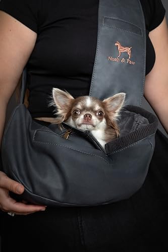 Noah & Paw Dog Sling Carrier for Small Dogs 3-10lb, Dog Sling for Small Dogs and Cats, Dog Carrier with Adjustable Padded Strap, Vegan Leather Lined with Fur, 3X Safety Features, Machine Washable - Image 3