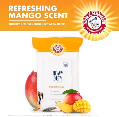 Arm & Hammer Heavy Duty Multipurpose Dog Bath Wipes, Mango, 30 Count, 6-Pk - Image 4