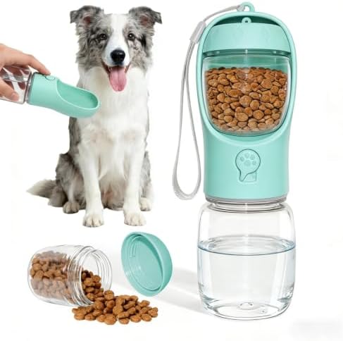 Portable Dog Water Bottle with Food Container, Drinking Bottle for Travel by Liphier