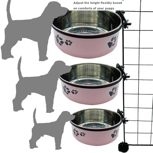 2‑Pack Stainless‑Steel Hanging Dog Crate Food & Water Bowls 25 oz & 34 oz - Image 3