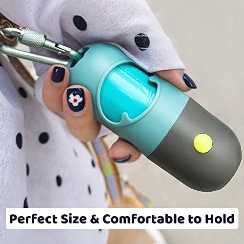 Dog Poop Bag Dispenser with Built-in LED Flashlight and Metal Clip for Leash, Pet Waste Bag Holder, Dog Walking Accessory, Crystal Blue - Image 5