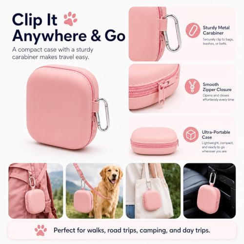 Portable Dog Bowl, Collapsible 2-in-1 Travel Dog Bowls with Carabiner Clip, Silicone Double Pet Food and Water Dish for Outdoor Camping and Hiking (Pink) - Image 5