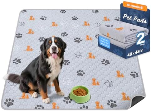 WanpeeGoo Washable Pee Pads for Dogs, Waterproof, 48 x 48 in, 2 Pack, Orng by WanpeeGoo