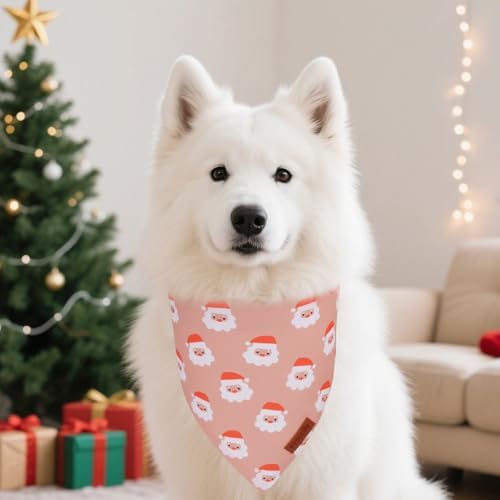 PTDECOR Dog Christmas Bandana, Xmas Santa Snowman Pet Scarf, Large - Image 2