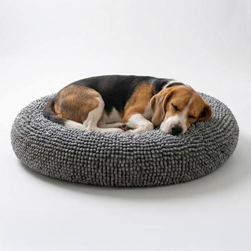 Muddy Mat®Cloud K-9 Bed for Dogs & Cats, Soft & Relaxing Round Dog Bed, Chenille Material, Removable Cover, Washable & Dryer Safe–Grey Medium(35'x35') by MuddyMat%C2%AE