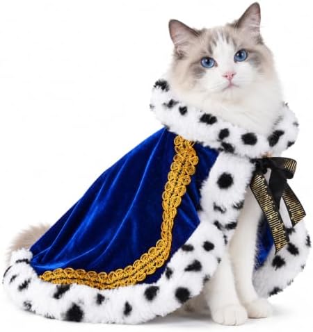 Lovelyshop Royal Velvet Pet Cloak with Fur Trim for Cats & Dogs, Blue, S by Lovelyshop