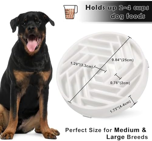 TOBYTO Slow Feeder Dog Bowls Large Medium Breed,Anti-Choking Slow Eating Dog Food Bowl,Non Slip Pet Slower Food Feeding Bowls Large Puzzle Slow Feeder Bloat Stop Maze Dog Dishes,White - Image 5