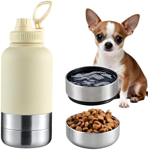 Cibaabo Insulated Dog Water Bottle 32oz Keep Water Cool with 2 Bowls by Cibaabo