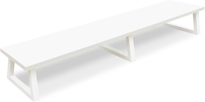 TEAMIX White Dual Monitor Riser for 2 Monitors-42inch, Wood Desktop Dual Stand with Metal Legs, Long Screen/PC/Laptop Storage,Computer Shelf TV Holder Home Office by TEAMIX