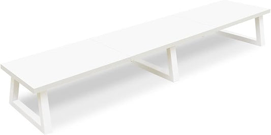 TEAMIX White Dual Monitor Riser for 2 Monitors-42inch, Wood Desktop Dual Stand with Metal Legs, Long Screen/PC/Laptop Storage,Computer Shelf TV Holder Home Office by TEAMIX