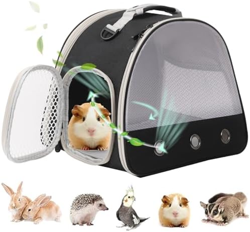 Breathable Guinea Pig Carrier Backpack with Nylon Mesh Window Portable Carrier for Guinea Pig, Bunny Bearded Dragon Bird Chinchilla Ferret Travel Outdoor by LightUpYourPetsLife