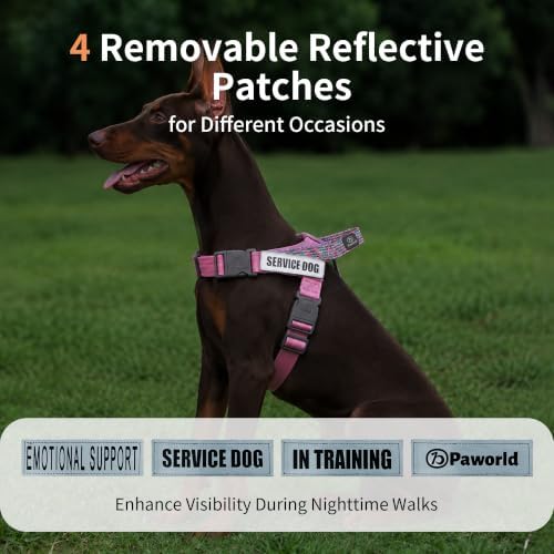 No Pull Dog Harness and Leash Set, Australian Dog Harness, Service Dog Harness with Handle and 4 Reflective Patches, Adjustable Training Vest for Small, Medium and Large Dogs (Pink,XS) - Image 4
