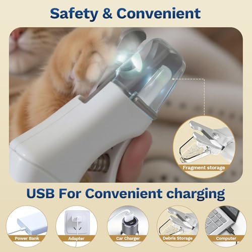 2-in-1 Dog Nail Clippers ＆ Grinder: Rechargeable Pet Trimmer with LED Light - Image 3