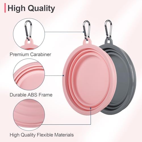 Kytely Collapsible Dog Bowls for Travel, 2Pack Dog Portable Water Bowl, Foldable Pet Food Bowl with Clasp, Pet Cat Feeding Cup Dish for Traveling, Walking, Hiking - Image 4