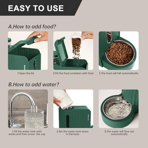 Gravity Automatic Cat Feeder, Water & Food Dispenser Set, Stainless Bowls - Image 6
