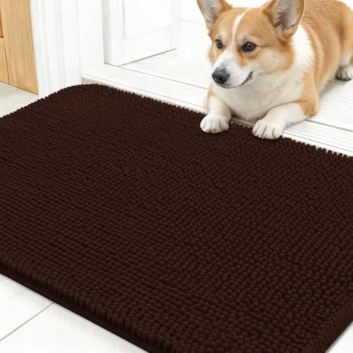 OLANLY Dog Door Mat for Muddy Paws 24x16, Super Absorbent Chenille Mud Mat by OLANLY