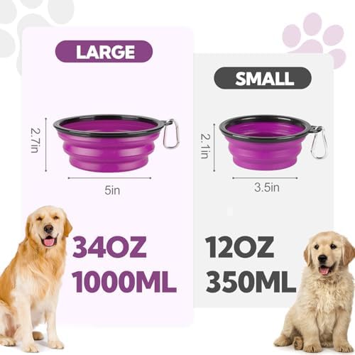 Collapsible Dog Bowl for Travel,2-Pack 12oz Pet Portable Water Food Bowls - Image 4