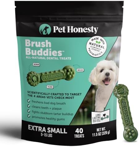 Pet Honesty Brush Buddies Vet Backed Dog Dental Chews, 40 Count by PetHonesty