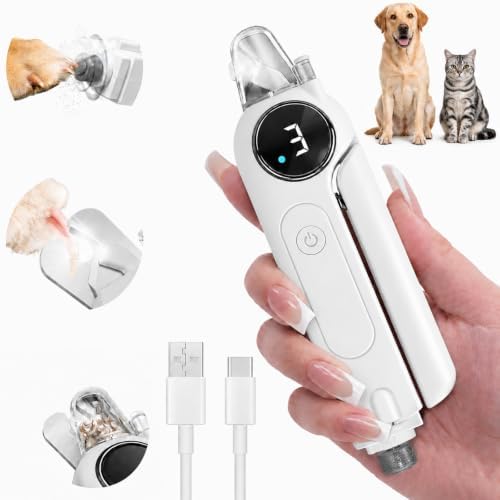 2-in-1 Quiet Electric Pet Nail Clipper & Grinder with Light for Dogs Cats by Bedama