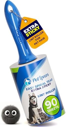 PetLovers Extra Sticky Lint Roller Single Unit 90 Sheets for Pet Hair Removal, Dog and Cat Lint Remover (1 Pack) by PetLovers