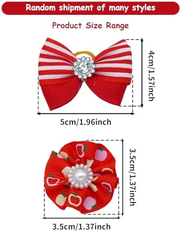 PET SHOW 100 Pack Girl Dog Hair Bows with Rubber Bands for Small Dogs Female Puppies Yorkies Pink Topknot Red Purple Medium Dogs Cats with Long Hair Assorted Pet Grooming Accessories (100) - Image 2