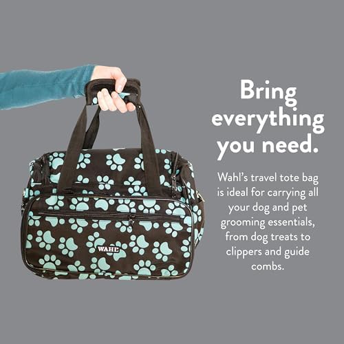 WAHL Professional Animal Travel Tote Bag with Zipper - Travel Bag - Storage Pack for Grooming Supplies - for Dog, Cat & Pet Groomers - 28.8 Inches, Turquoise Paw Print Design (#97764-300) - Image 5
