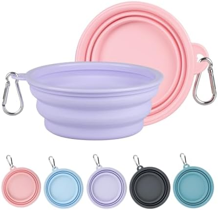 Kytely Collapsible Dog Bowls for Travel, 2Pack Dog Portable Water Bowl, Foldable Pet Food Bowl with Clasp, Pet Cat Feeding Cup Dish for Traveling, Walking, Hiking by Kytely