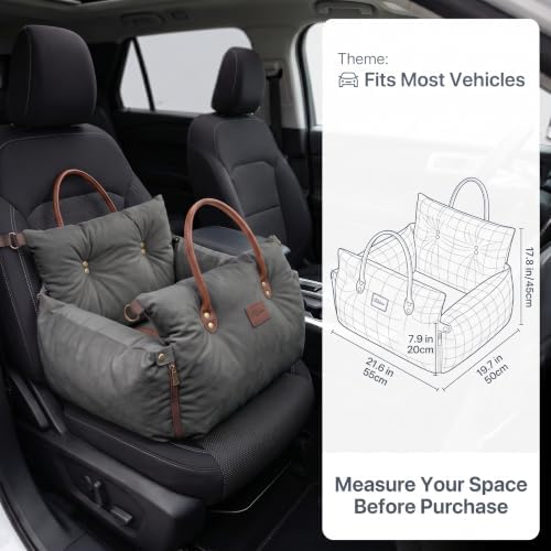 Pet Car Seat with Safety Tether, Carry Handles and Non-Slip Base, Darkgray - Image 6