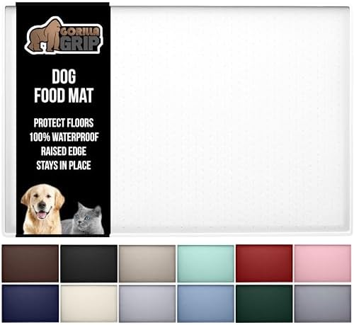 GORILLA GRIP Dog Food Mat, 100% Waterproof Silicone, 18.5x11.5 White by GorillaGrip