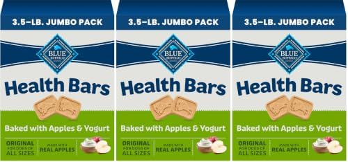 Blue Buffalo Health Bars Crunchy Dog Biscuits, Oven-Baked with Natural Ingredients, Apples & Yogurt, 3.5-lbs Box (Pack of 3) by BlueBuffaloCompanyLtd
