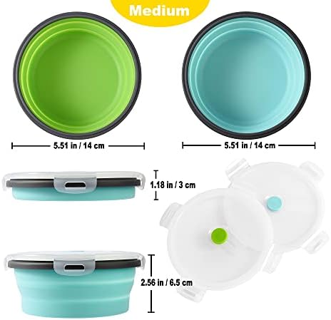 2 Pack Collapsible Silicone Travel Dog Bowls with Lids - Portable Pet Feeders, 17 oz 500ml - Image 2