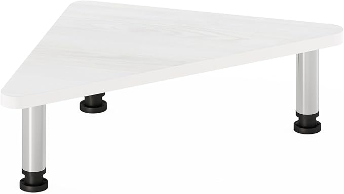 Furinno Turn-N-Tube Corner Monitor Riser Stand, White Oak, Stainless Steel Tubes - Image 4