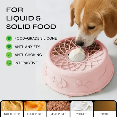 Slow Feeder Dog Bowl with Rolling Ball, No Spill Silicone Pet Lick Bowl for Dogs and Cats, Anti Slip Suction Base, Interactive Pet Feeder for Slower Eating and Cleaner Mealtime (Black) - Image 6