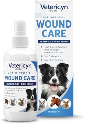 Vetericyn Plus Dog Wound Care Spray | Healing Aid and Skin Repair, Clean Wounds, Relieve Dog Skin Allergies, Safe for All Animals. 8 Ounces by Vetericyn