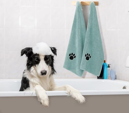 Puomue Microfiber Dog Towels for Drying Dogs, Super Absorbent and Soft Pet Grooming Towel, 40 Inch X 23.6 Inch, Perfect for Large, Medium or Small Dogs, Lake Blue - Image 5
