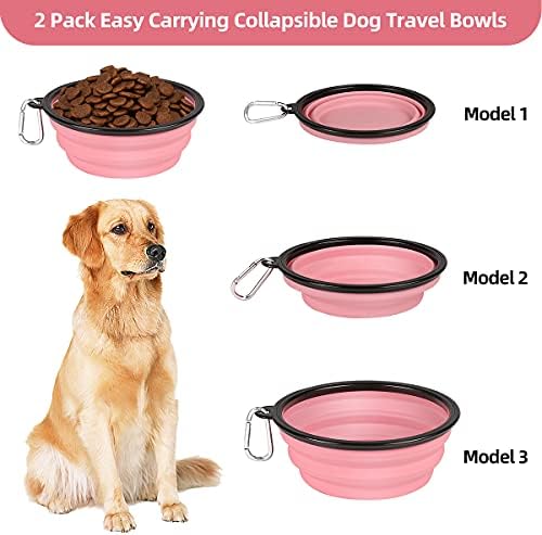 Kytely Large Collapsible Dog Bowls 2 Pack, 34oz Foldable Dog Travel Bowl, Portable Pet Water Food Bowl with Clasp, Pet Cat Feeding Cup Dish for Traveling, Walking, Hiking (Pink+Grey) - Image 4